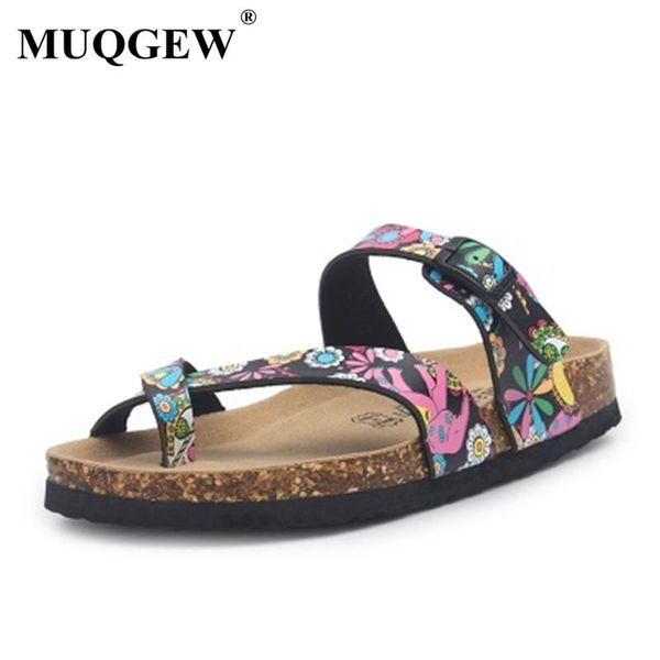 

summer men women cross-tied beach cork slipper flip flop shoes lovers mixed color buckle strap platform sandals 35-45 slippers, Black