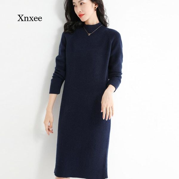 

casual dresses women maxi sweater dress long knit oversized warm turtleneck loose tunic spring high street baggy midi pullover, Black;gray