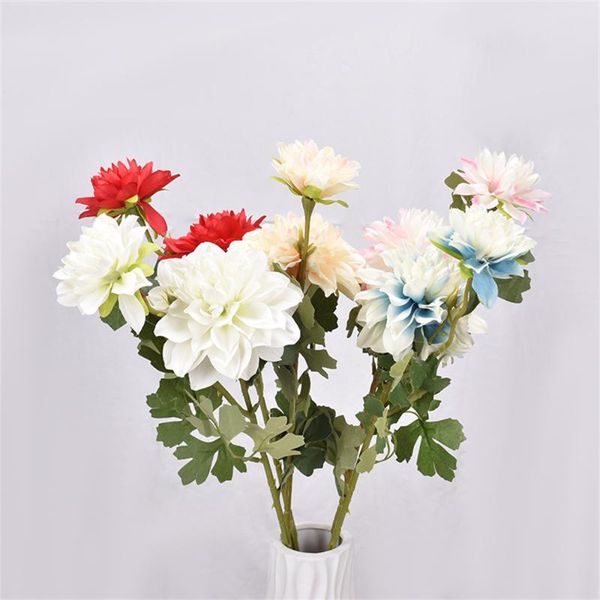 

decorative flowers & wreaths two flower heads dahlia artificial fake plant pots party home decor diy wedding fall office