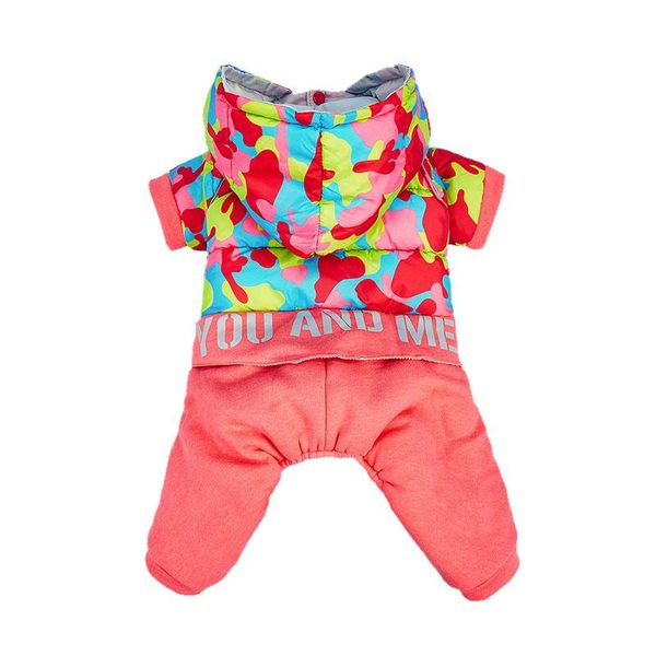 

camouflage hooded four-legged teddy dog outfit foot closure design reflective personalized apparel