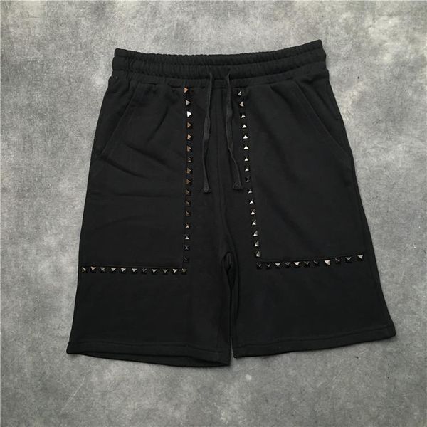 

novelty men luxury metal rivets comfortable classic striped skateboard street cotton casual shorts #ab30 men's, White;black