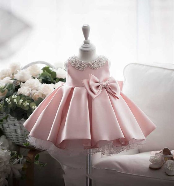 

satin bead bow princdrwhite wedding tutu drbirthday evening party drbaby drfor girl clothes 1 year wg-003 x0803, Red;yellow