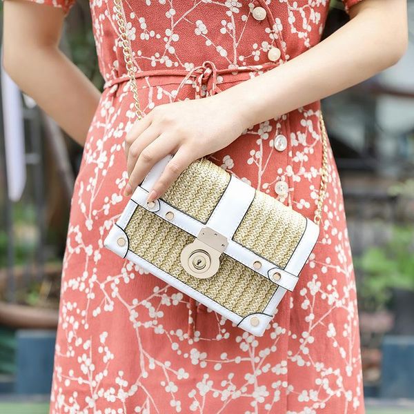 

evening bags funmardi fashion box design crossbody straw women shoulder bag luxury lock beach small female wlhb2419