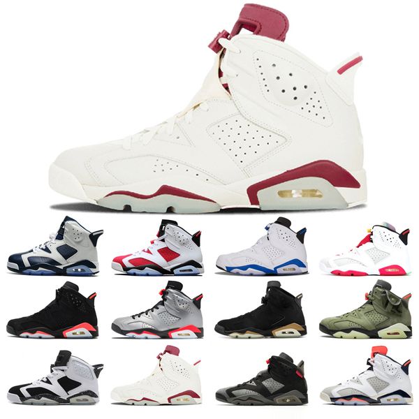 

man's basketball shoes 6s high cut alternate angry bull black cat carmine dmp hare marron olympic oreo sport blue travis scotts unc whi