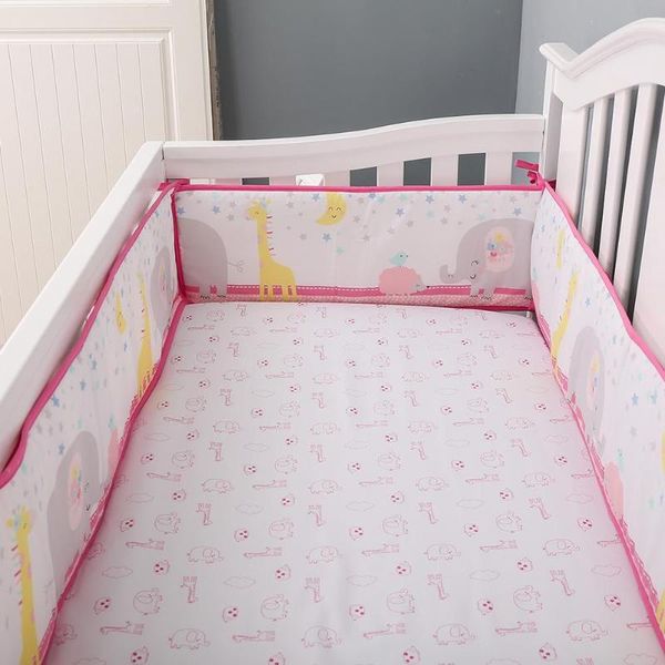 Bettwäsche-Sets, niedliche Cartoon-Babybett-Stoßstangen, 4 Stück, umlaufender Kinderbettumfang, um Kissen, Kinderbett-Schutzkissen
