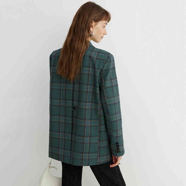 

women's suits & blazers [eam] women green plaid vintage big size blazer lapel long sleeve loose fit jacket fashion spring autumn 2022 1, White;black