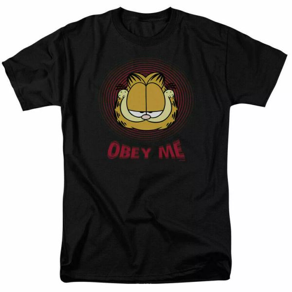 

garfield obey me t shirt licensed comic book tee black, White;black