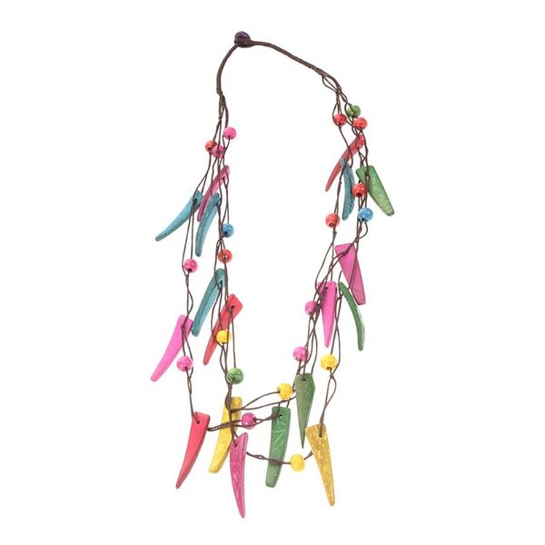 

pendant necklaces 1pc necklace coconut shell wooden beads braided bohemian multilayer for decor (clourful), Silver