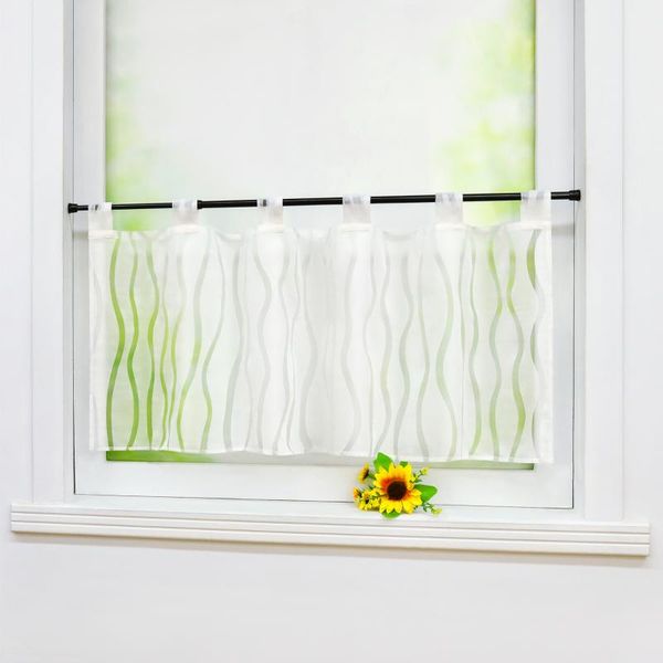 

tier curtain wave printed panel tulle voile for home kitchen decoration balcony window pastoral coffee tab & drapes