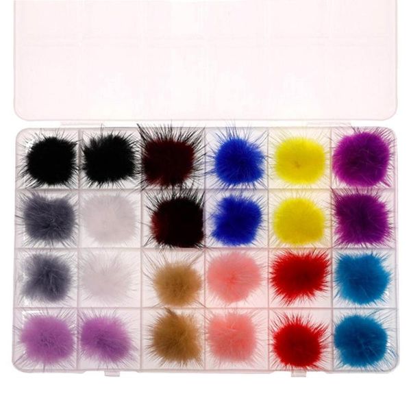 

nail art decorations 24pcs/set detachable magnet ball fluffy 3d 27*27mm 12 jewelry diy puffy pom pons colors kit nails accessories manicure, Silver;gold