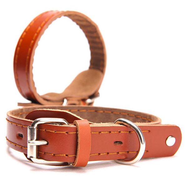 

fashion pu leather dog collar corium comfort sew pet for medium and big supplies accessories(brown) collars & leashes