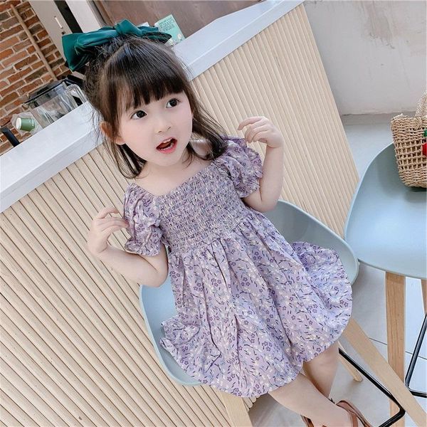 

girls princess dress summer baby floral ruched dresses sweet party children clothing elegant vestidos 2-6y girl's, Red;yellow