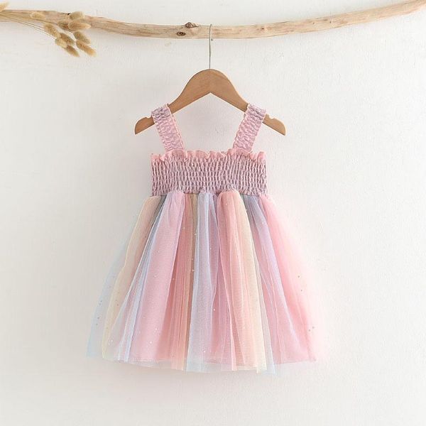 

melario baby girls dress 2021 summer girl colorful princess dresses children sweet clothing kids elegant suit 3-7y girl's, Red;yellow