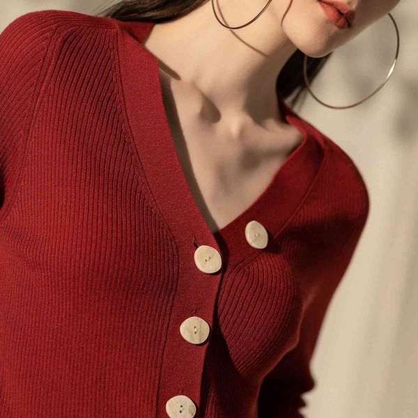 

women v neck buttons yarn sweater stretch ol jumper streetwear bright color knitted pullover, White;black