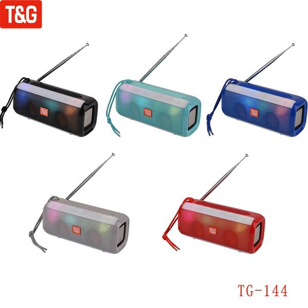 

t&g tg144 bluetooth speaker wireless portable loudspeaker fm radio adjustable antenna music player led flash light speakers