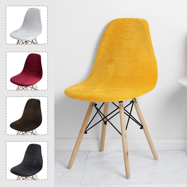 

velvet solid color armless shell chair covers washable removable elastic seat cover banquet home el slipcover