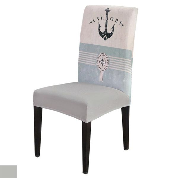 

chair covers anchor compass retro wedding party decor dining room spandex elastic printing