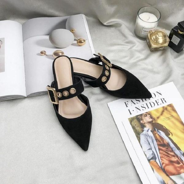 

slippers 2021 summer frosted tip baotou muller shoes outer wear women, Black