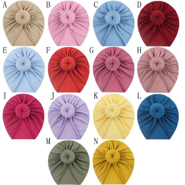 

a911 infant baby hat knot headwear child toddler kids children beanies turban donuts hats, Yellow
