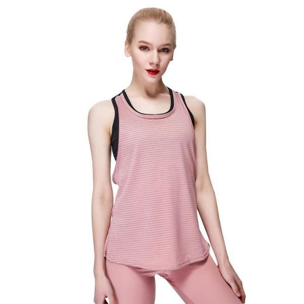 

yoga outfit women sport mesh tank built in bra workout running racerback vest shirt