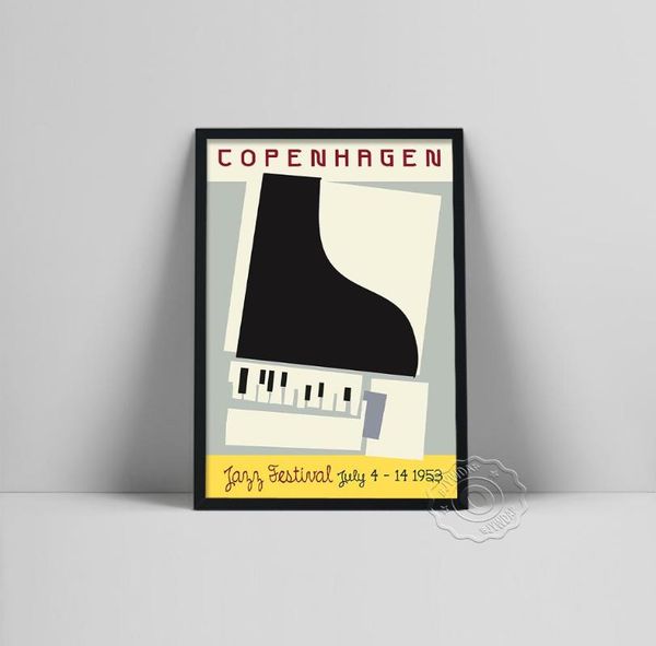 

paintings fann gestival rock music vintage black and whiteÂ poster bar cafe home decorationÂ copenhagen jazzÂ 1953 canvasÂ painting wall artÂ