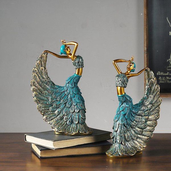 

craft tools dancer figurines peacock abstract art ornament statue nordic classical female home office decor ceramics