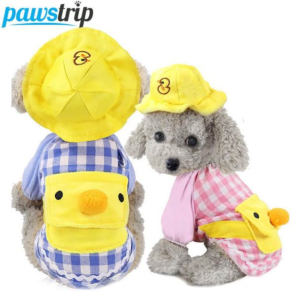 

dog apparel cute duck small clothes with hat cartoon backpack shirt puppy coat pomeranian soft pet for dogs xs-2xl
