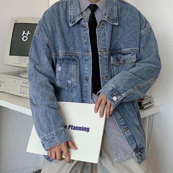 

men's jackets autumn cotton pocket denim jacket fashion retro casual blue mens streetwear loose hip-hop bomber men, Black;brown