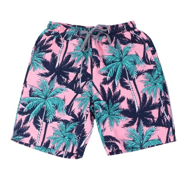 

running shorts 1pc men beach fashion pants casual coconut tree pattern (pink,), Black;blue