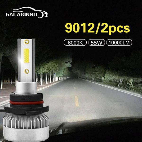 

car headlights led headlight bulbs 55w 10000lm 9012 6000k lights 2pcs super highlight waterproof auto lamps long lifespan dc 9v-32v