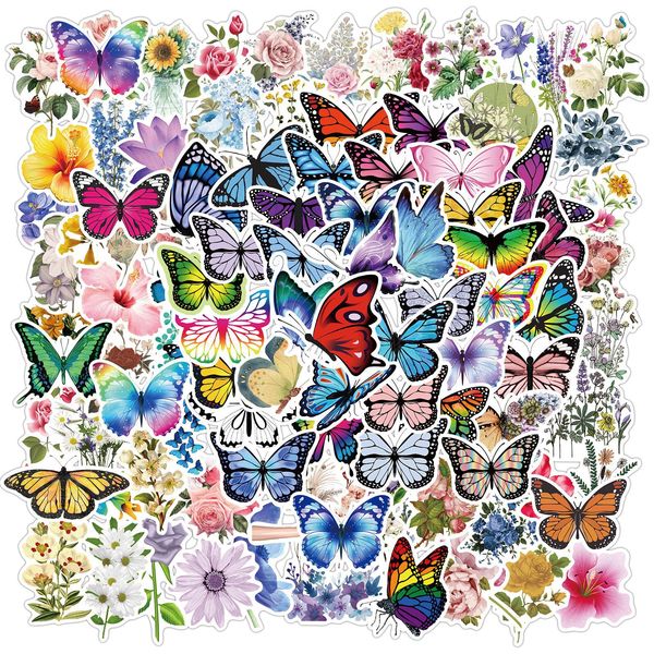 

100 pcs mixed butterfly among the flowers graffiti skateboard stickers for car lappad bicycle motorcycle ps4 phone luggage decal pvc guitar