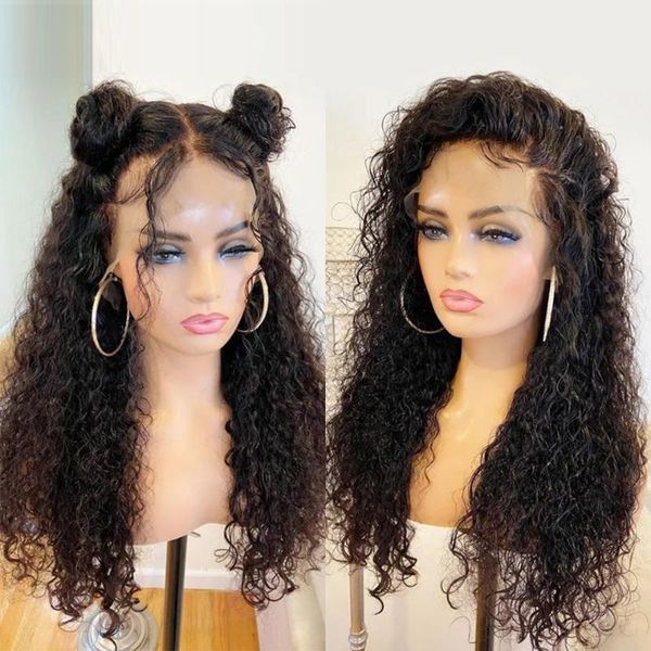

lace wigs 360 frontal wig for black women natural deep curly 13x6 front human hair pre plucked with baby 200density, Black;brown