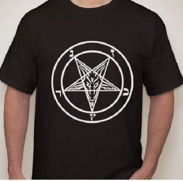 

baphomet pagan goat head pentagram shirt t-shirt tee, White;black