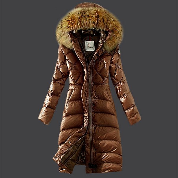 

2020 yuhuang new high imitation raccoon dog large fur collar size slim down cotton padded jacket extended women, Black