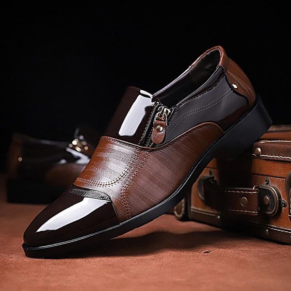

dress shoes 2021 ly fashion men formal size 38-48 black brown classic point toe business party patent leather