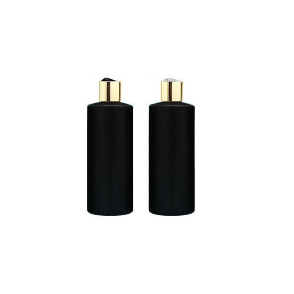 

2021 14pcs 500ml black empty pe shampoo squeeze bottle with gold disc cap 500cc refillable body lotion cream liquid soap bottles