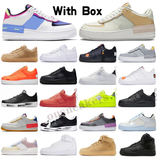 

men women run shoes utility classic black white red one sports skateboard high low cut wheat trainers sneakers size 36-45, Black;brown