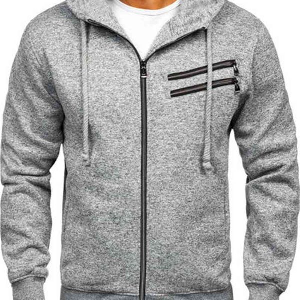 

men's hoodies fleece cardigan hooded sweater in autumn and winter of 2021, Black