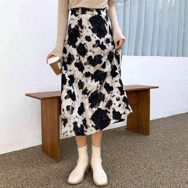 

Skirts Women Will See Boho the Line Elegant Stretch of High Waist Long Long-printed Female Vintage Flawed Jupe Skirt GAYP, Black