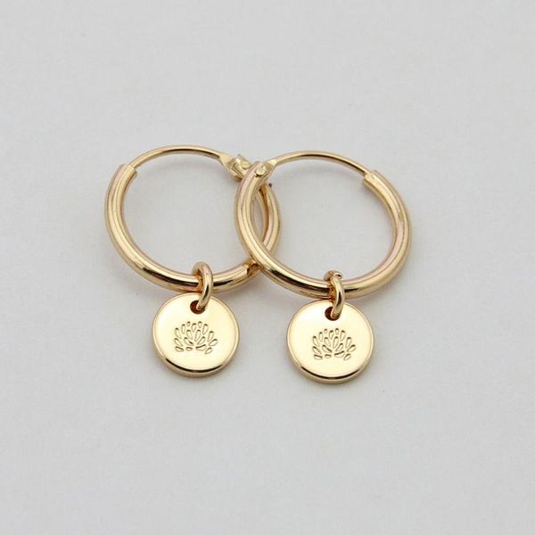 

hoop & huggie elegant birth flower charm earring for women gold plated chrysanthemum, Golden;silver