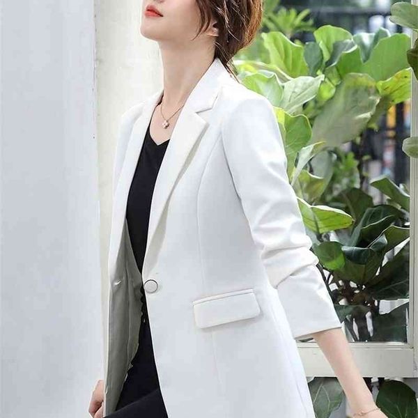 

women's suit spring and autumn korean style slim temperament all-match ladies regular single breasted 210416, White;black