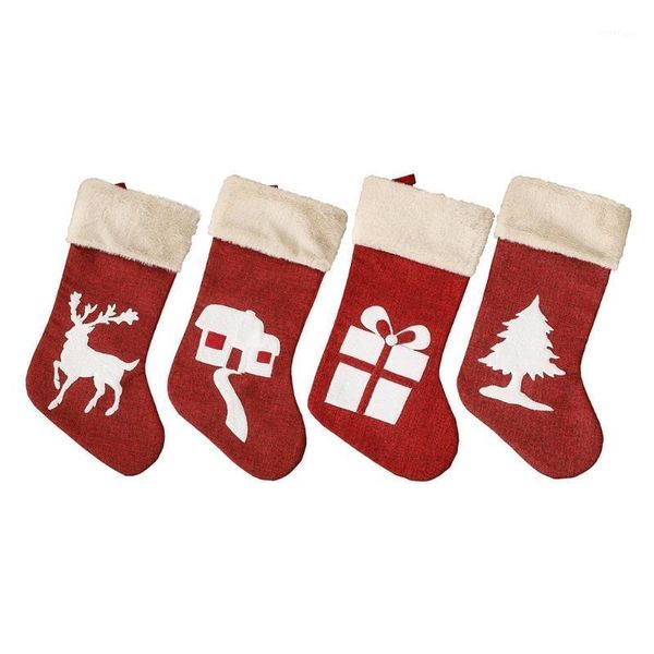 

christmas decorations stockings 19 inch classic red and white stocking socks candy gift bag for family holiday xmas party