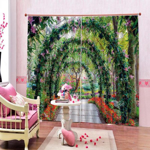 

curtain & drapes green curtains garden po blackout window luxury 3d for living room bed office el home