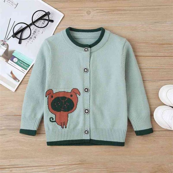 

arrival sweater children clothing print knitted baby girls long sleeve dog knitwear 1-5t kids 210629, Blue