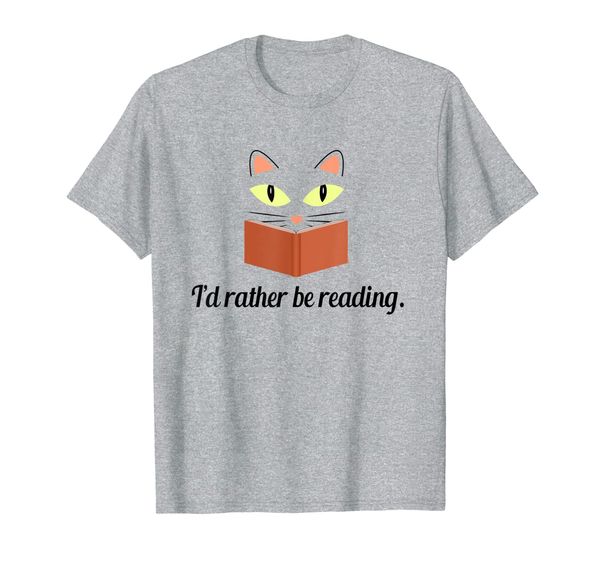 

cute kitty cat face i'd rather be reading t-shirt, White;black