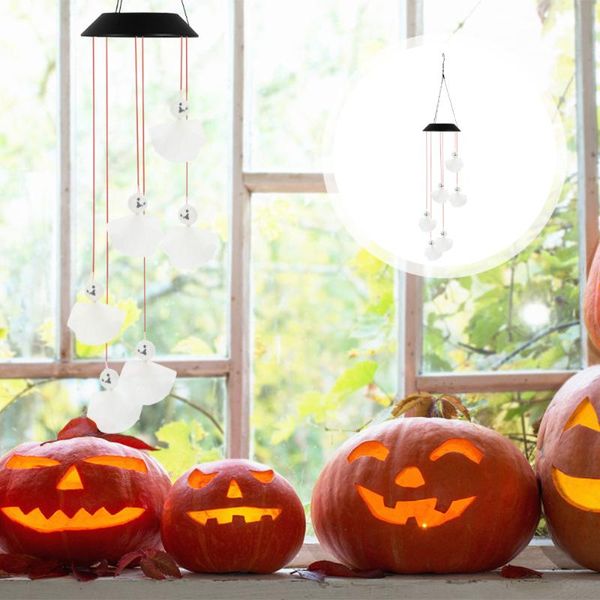 

decorative objects & figurines 1pc solar power wind bell light decor hanging chime light(white)