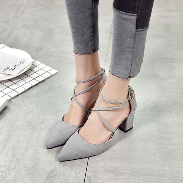 

women's shoes fashion casual pointed toe square heel wedding high sandals sandali donna chaussures femmes t nouveau 2021, Black