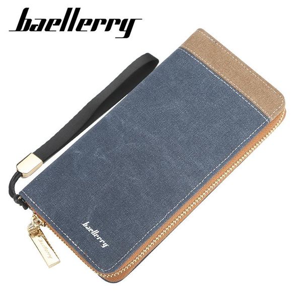 

baellerry brand men's wallet retro canvas clutch bag fashion men wallets long zipper mobile male purse, Red;black