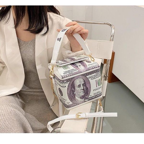 

women's fashion dollar pattern crossbody bag shoulder wallet and handbag pu leather money bucket waist bags