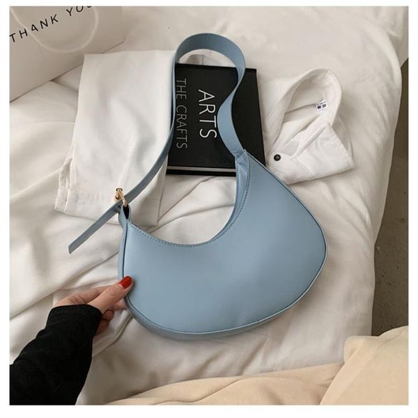 

evening bags french style leather shoulder bag crescent armpit small handbags for women clutch solid color fashion vintage tote purse